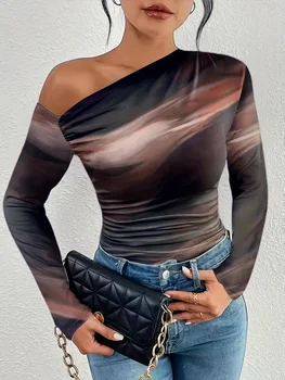 Elegant Casual Woman T-Shirt Fashion Loose T-Shirt Woman Temperament Long sleeve T-Shirt Holiday Weekend 1