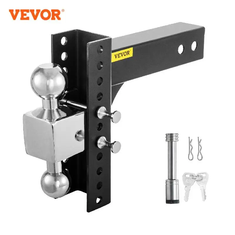 Vevor Adjustable Trailer Hitch Heavy Duty 6/8" Rise & Drop Hitch Ball Mount Tow W/ Key Lock For