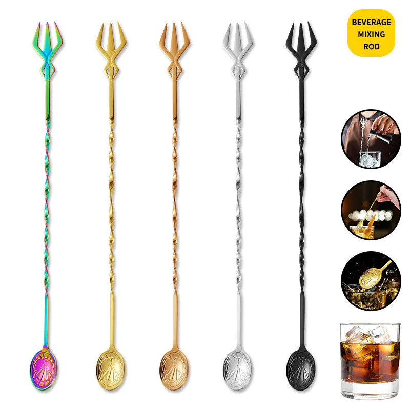 Spiral Bar Cocktail Spoon Stainless Steel Bartender Stir Spoons Muddlers Whisky Drinks Mixing Rod Kitchen Accessories