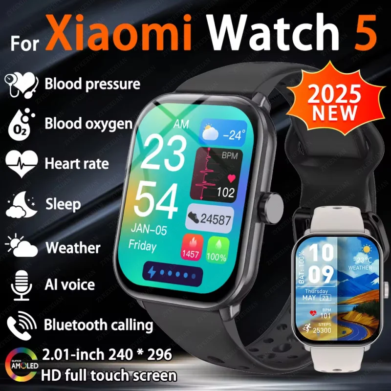 New Series 5 Watch5 Men Smart Watch Blood Pressure Blood Oxygen Heart Rate AI Voice Bluetooth Call Women SmartWatch For Xiaomi