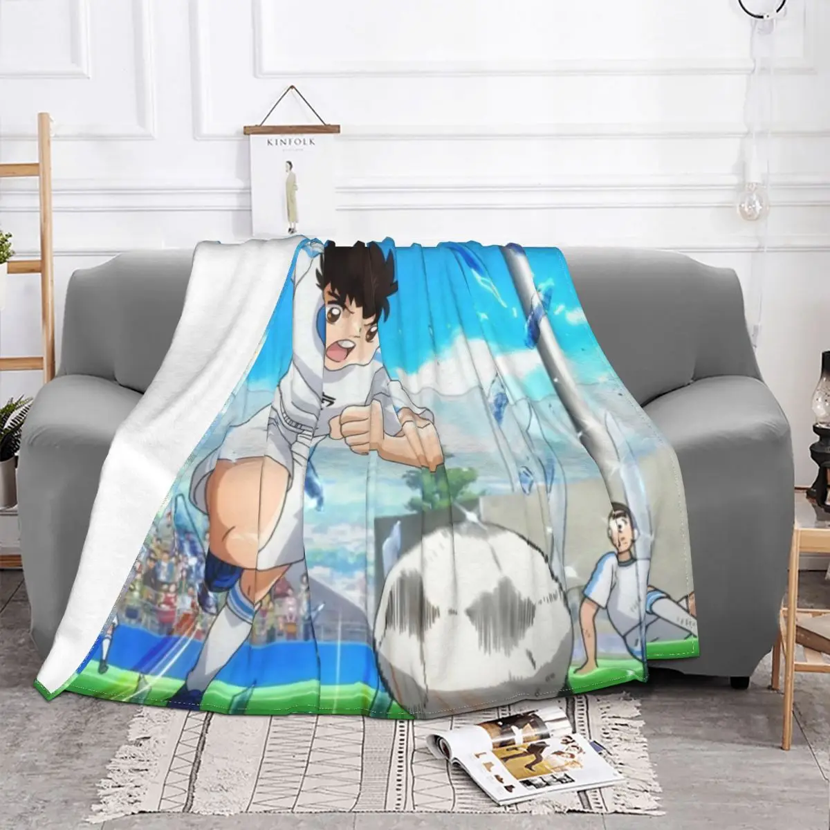 Captain Tsubasa Anime Blanket Cover cartoon football player Flannel Throw Blanket Bed Sofa Personalised Ultra-Soft Bedspreads