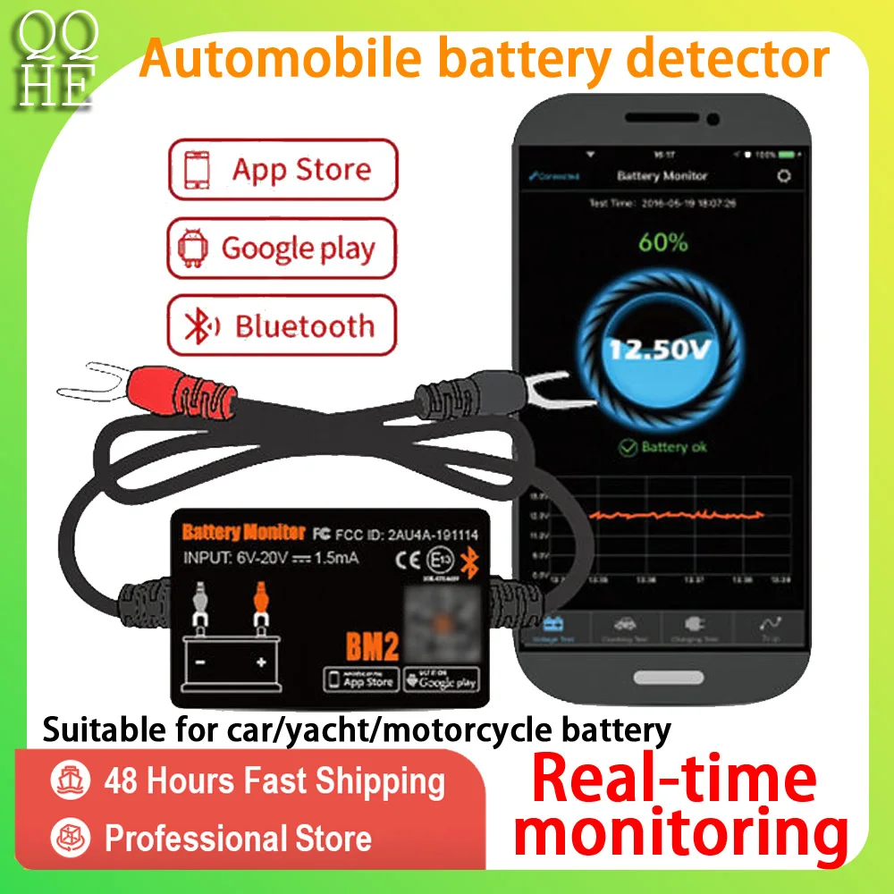 12V Real Time Car Battery Tester BM2 Battery Detector Bluetooths 4.0