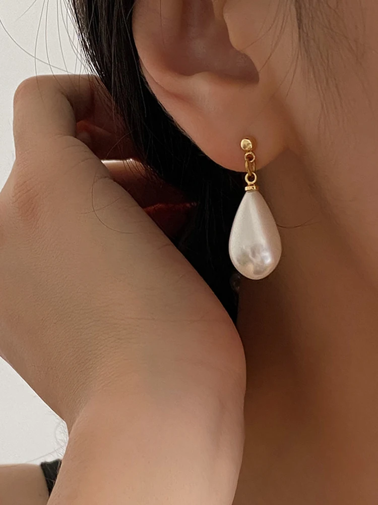 kshmir Stylish and elegant drop-shaped pearl earrings Women's earrings Simple Girl accessories Jewelry gift free drop earrings dangle earrings pearl earrings