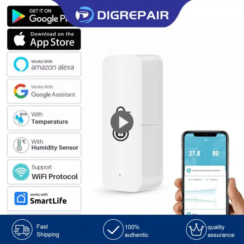 

Умный датчик температуры и влажности Tuya Wi-Fi, комнатный наружный гигрометр, термометр, детектор Alexa Home SmartLife