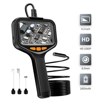 Single & Dual Industrial Endoscope Camera 4.3'' LCD Digital Handheld Borescope IP67 Waterproof HD1080P 8mm Pipe Sewer Camera 1