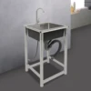 Single Bowl Commercial Sink,Free Standing Sink, Stainless Steel Restaurant Kitchen Cleaning Sink with 360° Rotatable Faucet 5