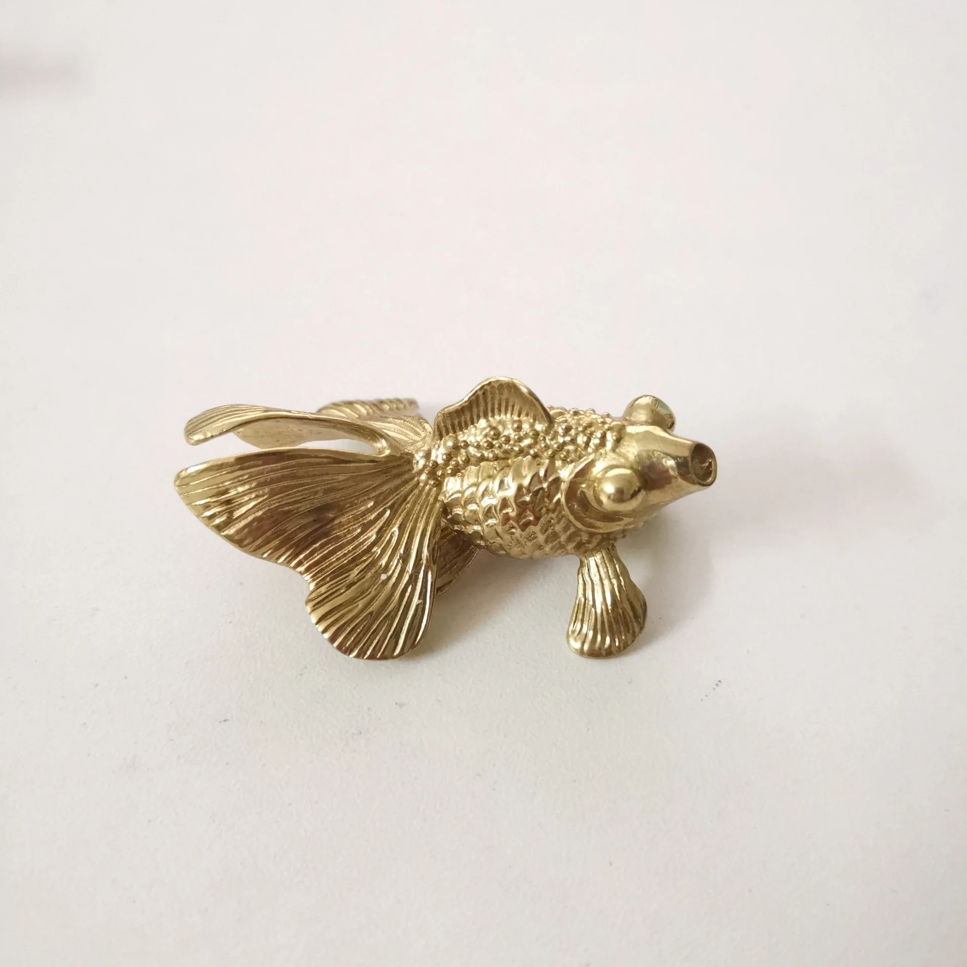 Latão sólido ouro peixe móveis alças, gaveta