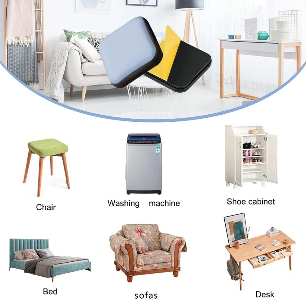 20pc Square PTFE Furniture Gliders Self Adhesive Magic Sliders Floor Chair Sofa Mat Slider Pad Furniture Table Bases Protector furniture leg pads furniture foot pads rubber furniture feet pads furniture gliders furniture feet