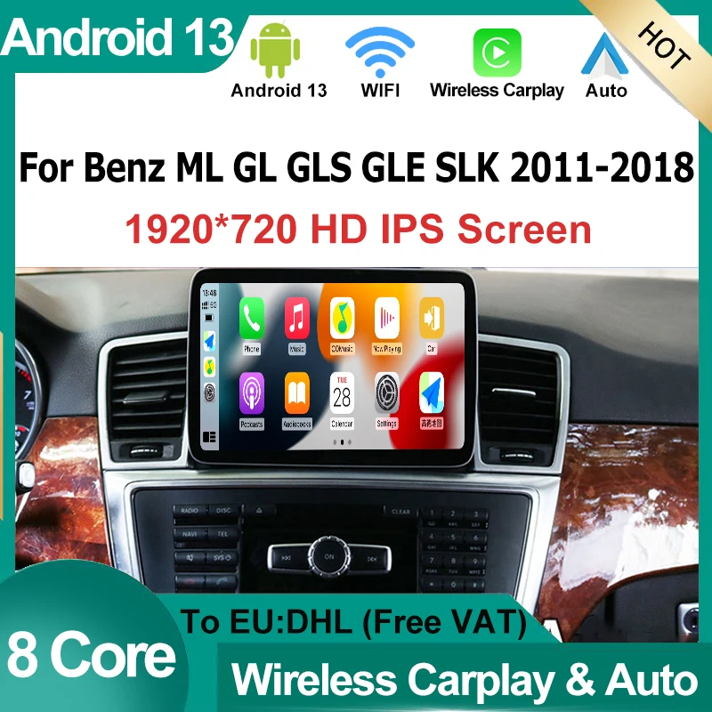 

8Core Android 13 System Carplay Car Video Player GPS Navigation Multimedia Screen For Mercedes Benz ML W166/GL X166 GL SLK Radio