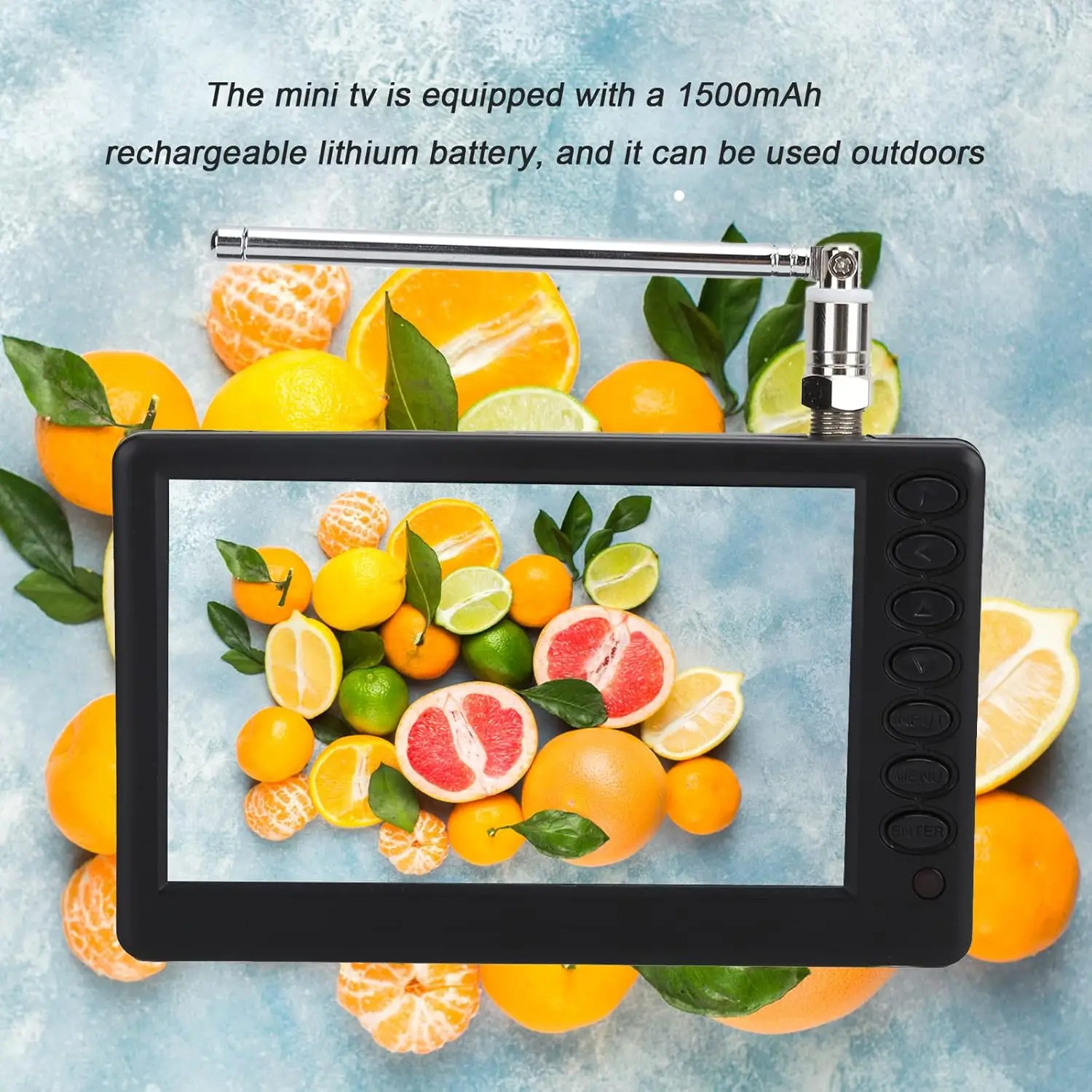 5'' Portable Mini Digital TV, 1080P 2 in 1 with FM Radio, Rechargeable Battery, USB, Headphone Jack, Memory Card Slot, for