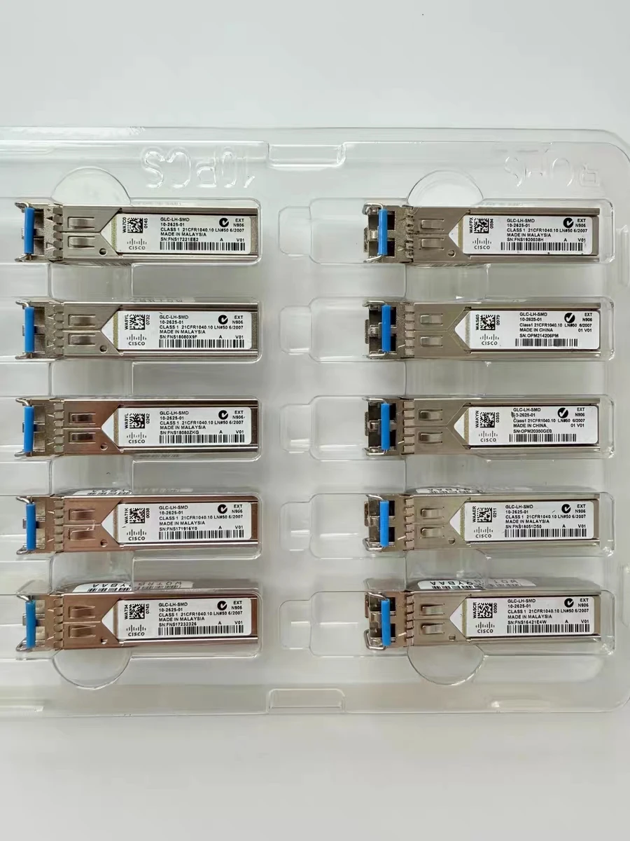 Cisco GLC-LH-SMD SFP 트랜시버 모듈 1000BASE-LX/LH 단일 모드 1310nm 10km 듀얼 LC DOM 기가비트 광섬유 모듈용