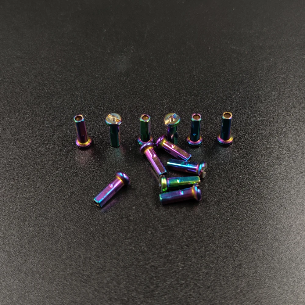 Bicycle Nipples Rainbow Round Head Brass 14G 2.0 14mm MTB Road Bike Spoke Nipples High Strength Weight 0.8g Rim Parts