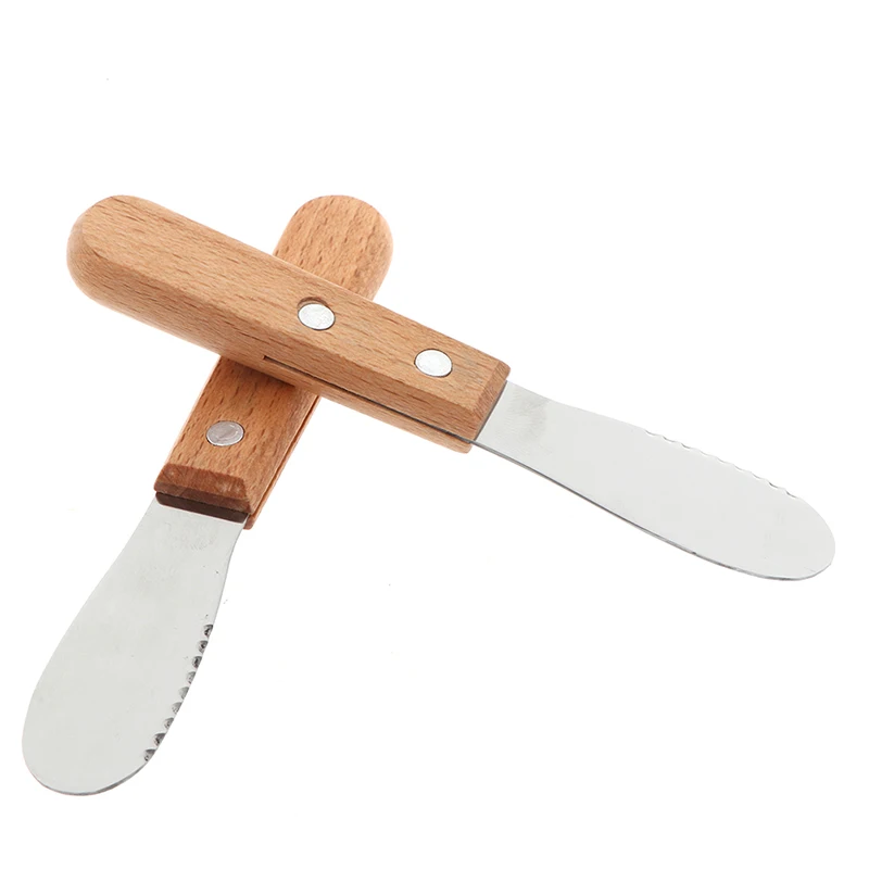 Stainless Steel Cheese Butter Spatula 1pcs Mini Small Wooden Handle Sandwich Jam Slicer Knife Cutter Spatula Kitchen Gadget butter knife cheese knife