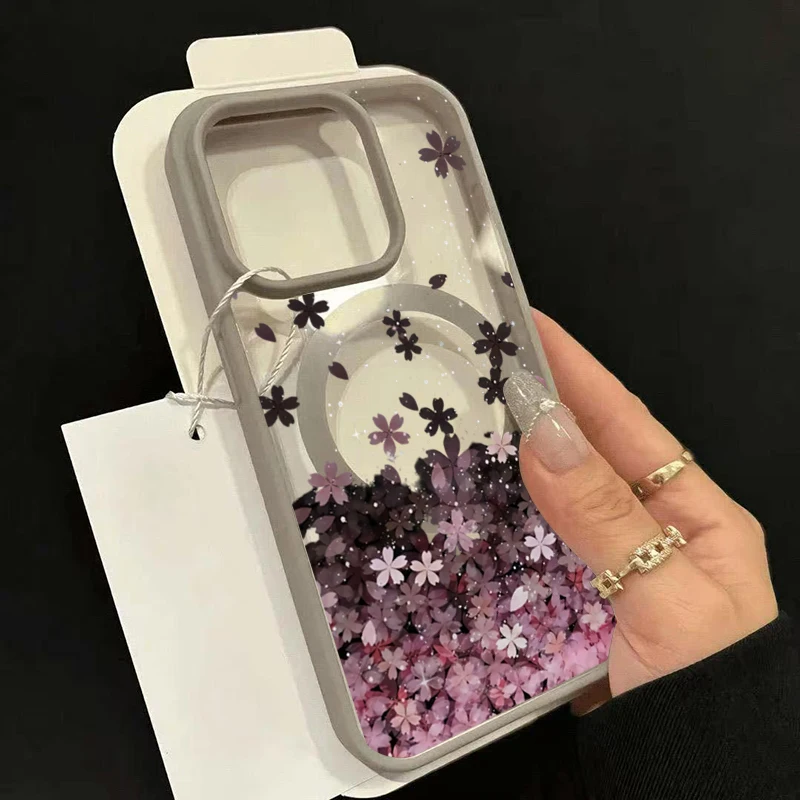 Elegant Cherry Blossom Phone Case with MagSafe Compatibility