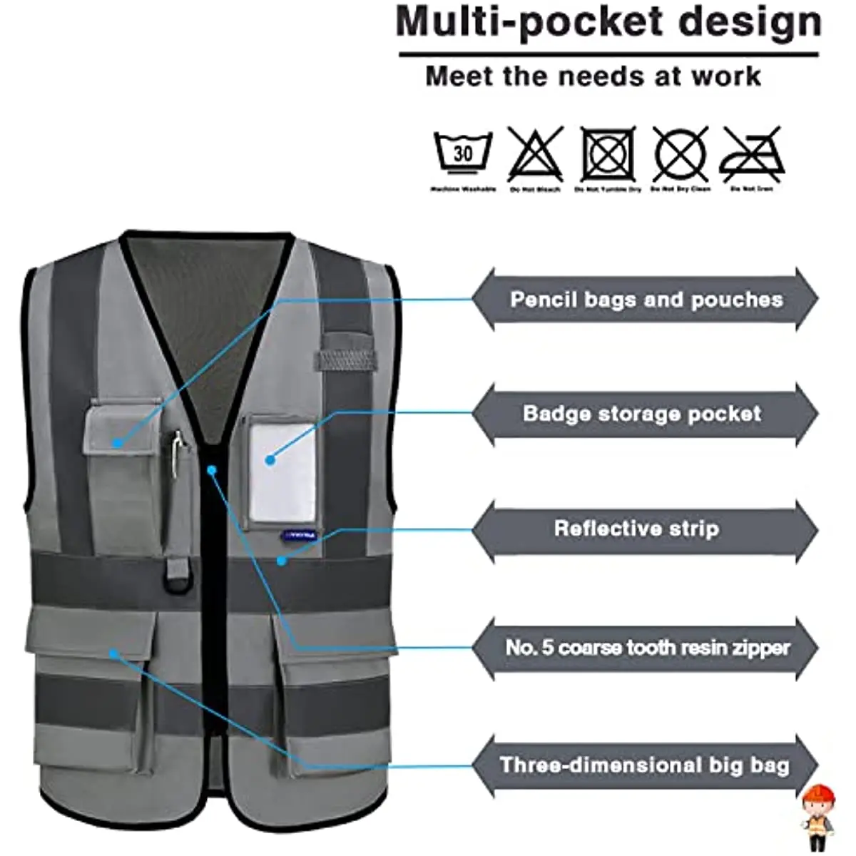 Mesh Breathable Fabric Reflective Safety Vest Work Hi Vi Uniform Signal Security Motorcycle Vest Luminous Tool Rider for reflective safety vest