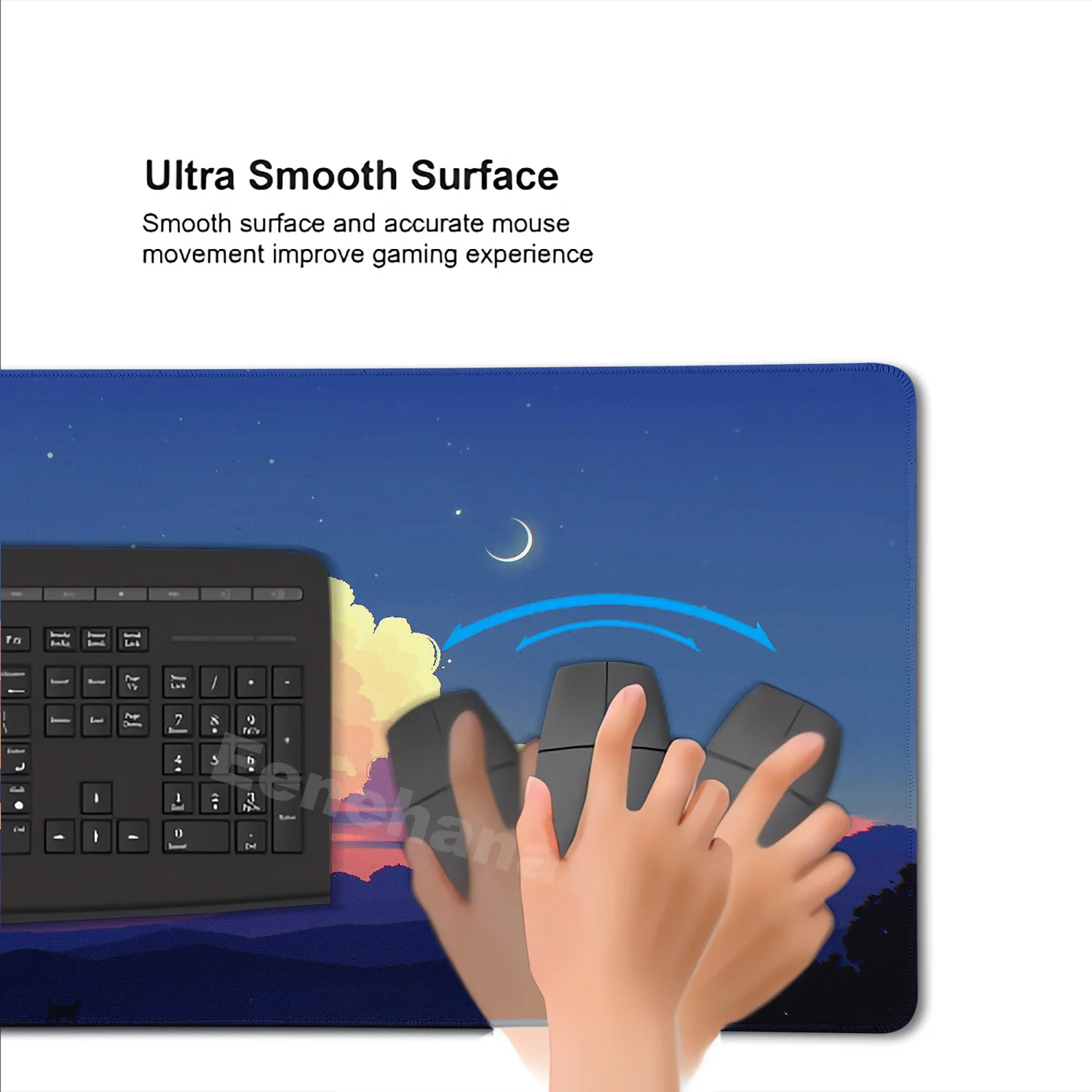 Pink Clouds Sunset Glow XL Gaming Mouse Pad - Landscape Rubber Desk Mat