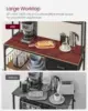 Bakers Rack with   Coffee Bar Stand with Adjustable Storage Shelves  Fabric Drawer  12 Hooks  Table for Microwav 6