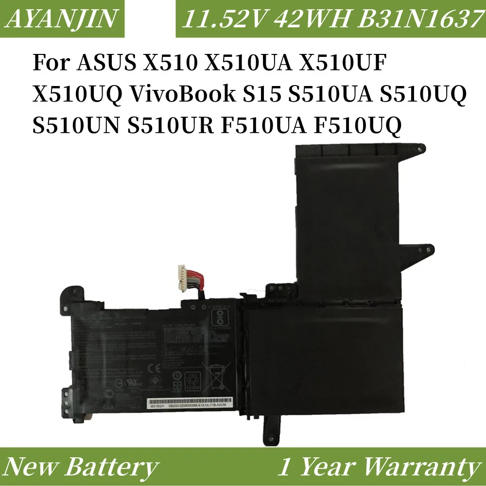 

B31N1637 C31N1637 11.52V 42WH Battery For ASUS X510 X510UA X510UF X510UQ VivoBook S15 S510UA S510UQ S510UN S510UR F510UA F510UQ