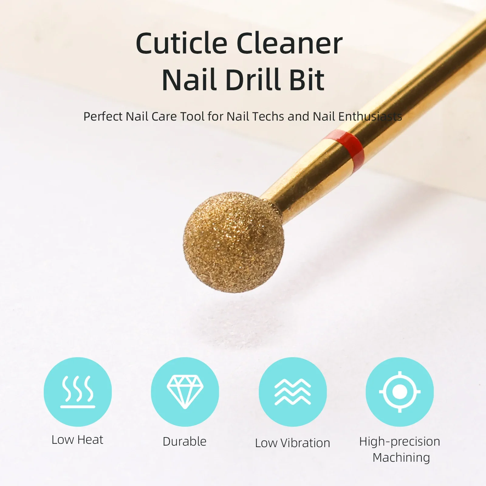 HYTOOS 5mm nail drill bit Ball Cuticle Clean Nail Drill Bit Titanium Russian Diamond Nail Bits Cleaner Accessories Tool for Dead Skin