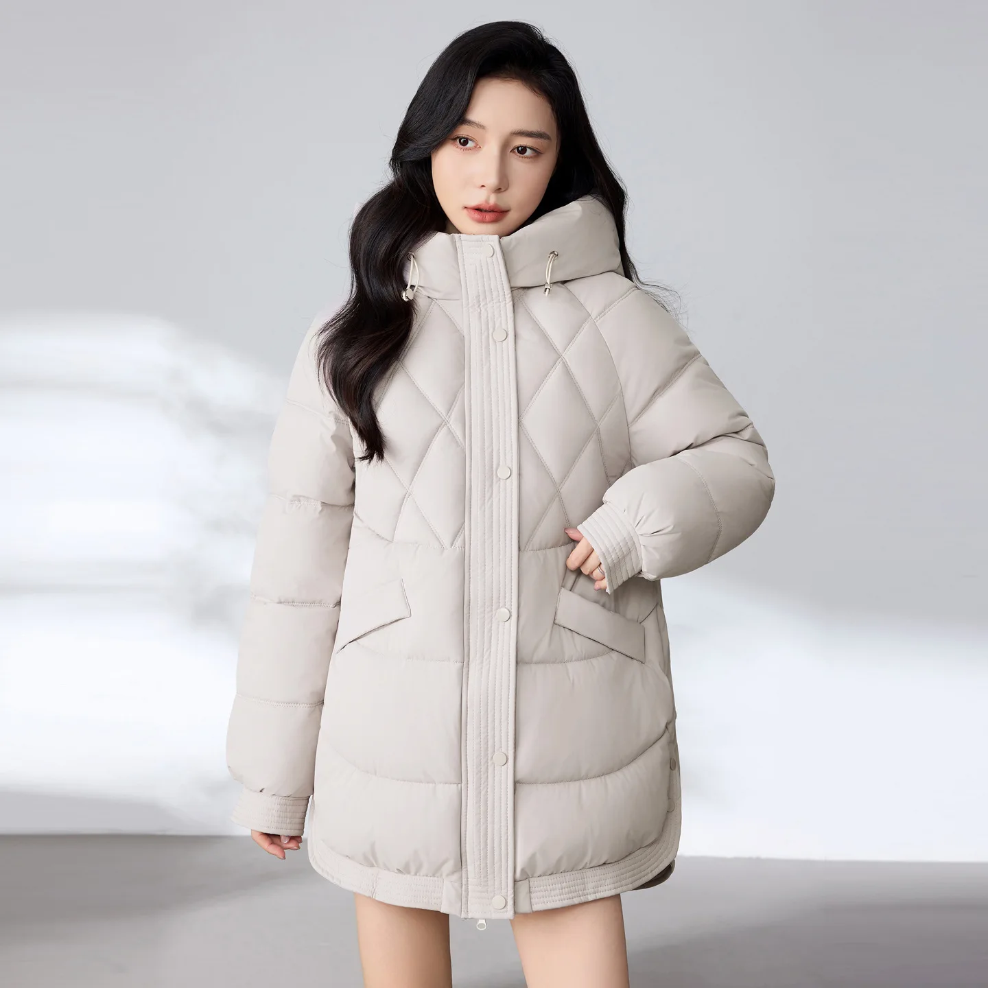 Women Down Cotton Jacket Winter Parka Coat New Mid Length Korean Loose Thick Winter Hooded Cotton Padded Jacket Female Outerwear