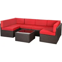 7 Piece Outdoor Patio Furniture Set, Outdoor Sectional Conversation Furniture Chair with Coffee Table 2