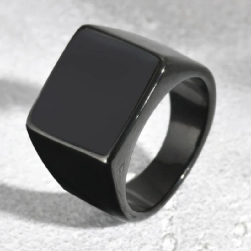 Stainless Steel Resin Geometric Square Ring for Men Boys Party