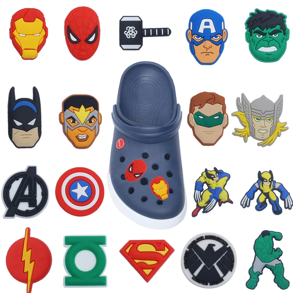 Single sale 1pcs Marvel Superheroes Shoe Charms PVC Accessories DIY