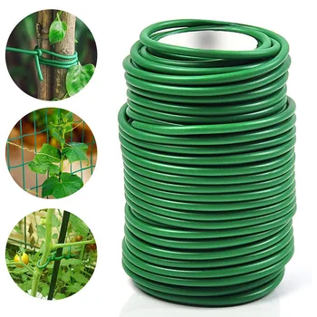 Fascette per cavi da giardinaggio da 8 m/10 m Spago per piante Verde Flessibile Bendy Supporto per giardino Fascetta per cavi Riutilizzabile Filo di acciaio rivestito in gomma 1