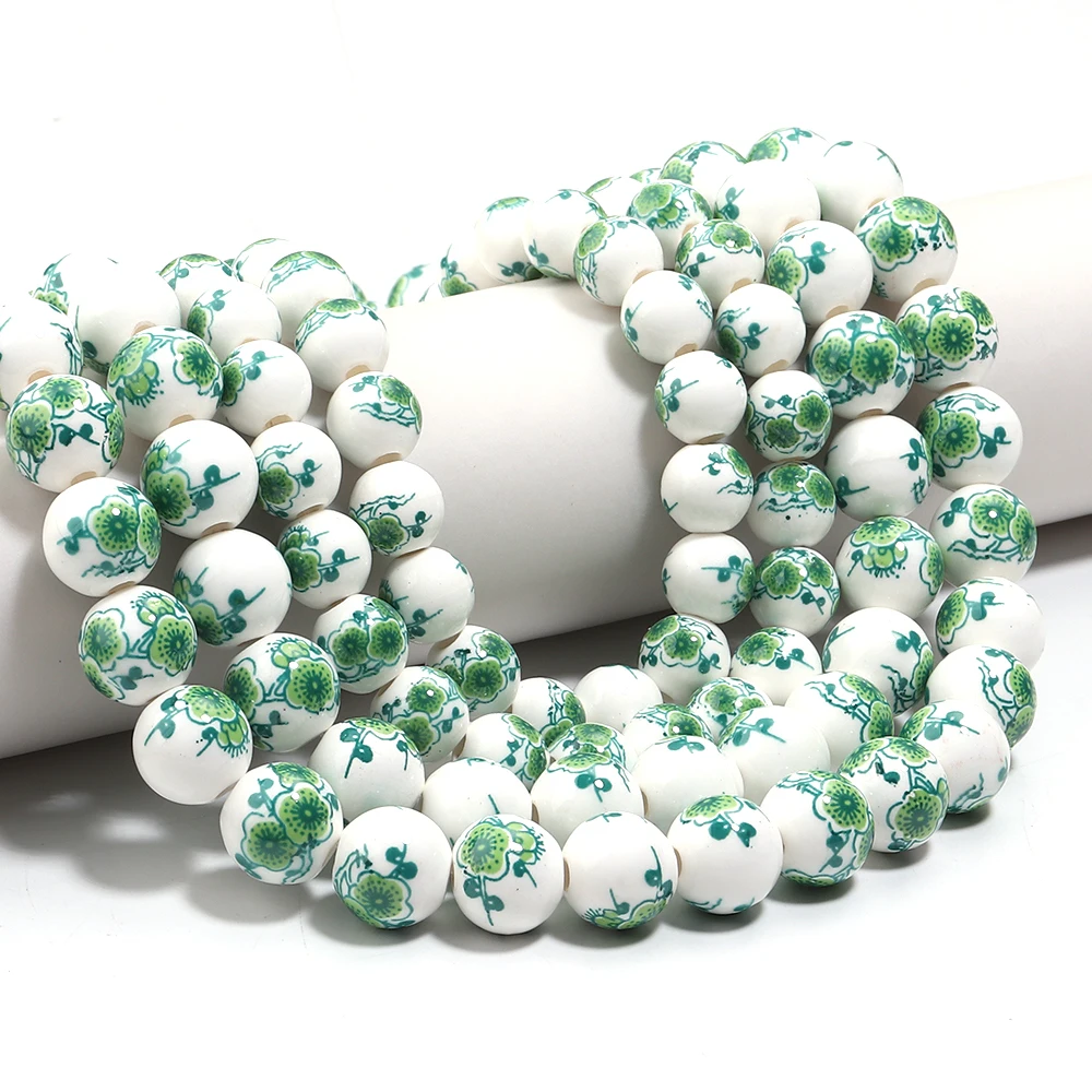 28–60 Stück/Strang 6, 8, 10, 12 mm kleine Blumen-Keramikperlen für Schmuckherstellung, Perlen im chinesischen Stil, lose Distanzperlen, DIY-Armband – Detail 6