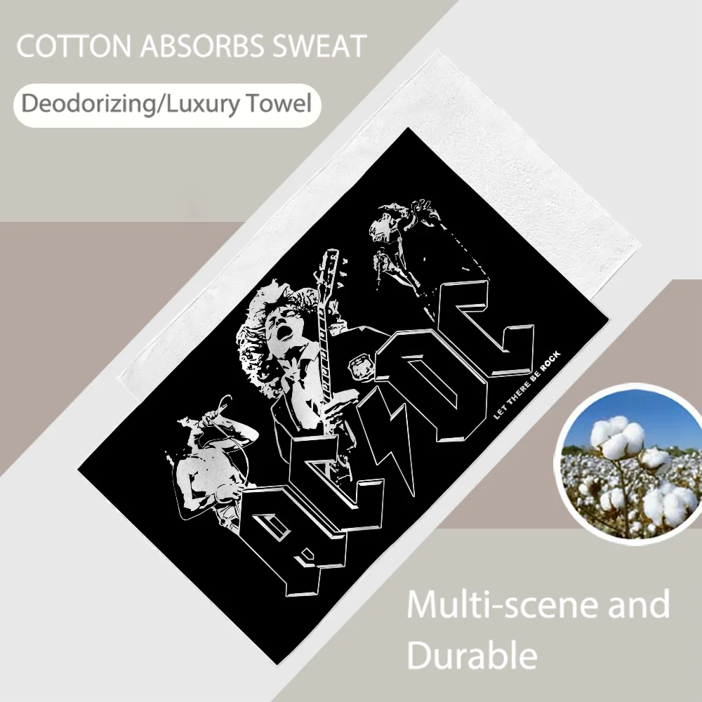 A-AC D-DC Band Towel Luxury Bathroom Hand Towels Cotton and Microfiber Back Personalized Gift Towel 2