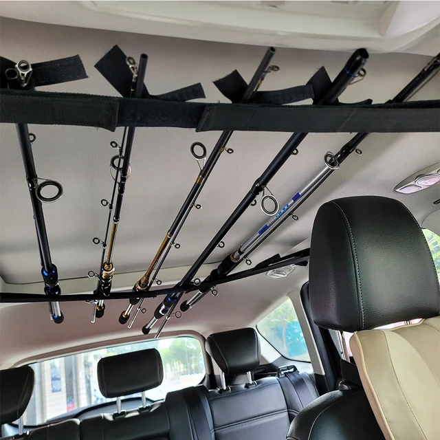 Cheap 2Pcs Vehicle Fishing Rod Rack Holder Straps with Fastener Tape  Adjustable Quick Release Car Fishing Pole Storage Carrier Belts