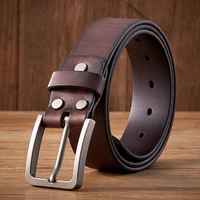 3.8cm Vintage 100% Genuine leather Belt for Men High Quality Natural Cow Leather Men's Belt Male Strap for Jeans or Pants