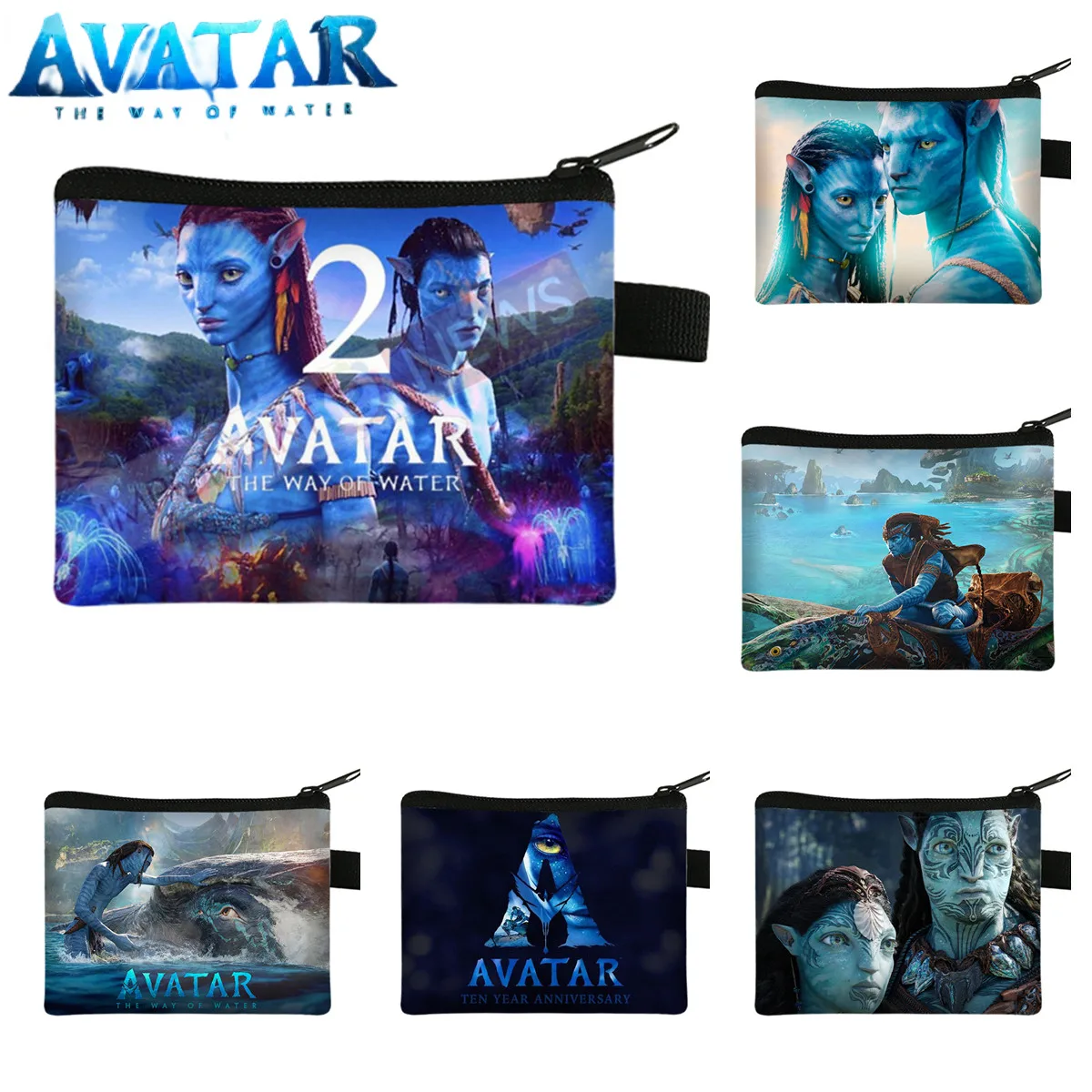 Disney Avatar 2 Kids Cartoon Coin Purse Avatar Anime Printed Coin Key Storage Bag Pu Wallet Portable Card Holder Clutch Gifts