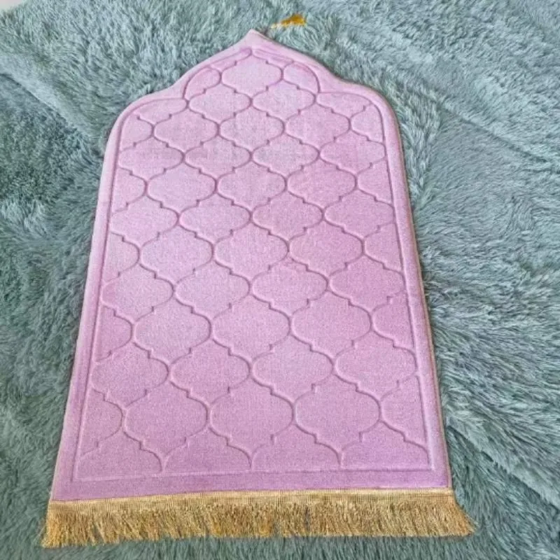 Floor Mat Prayer Mat Flannel Prayer Mat for Muslim Ramadan Thick Printing Carpet Worship Kneel Embossing Floor Carpet Non-slip Soft Travel Prayer Rug