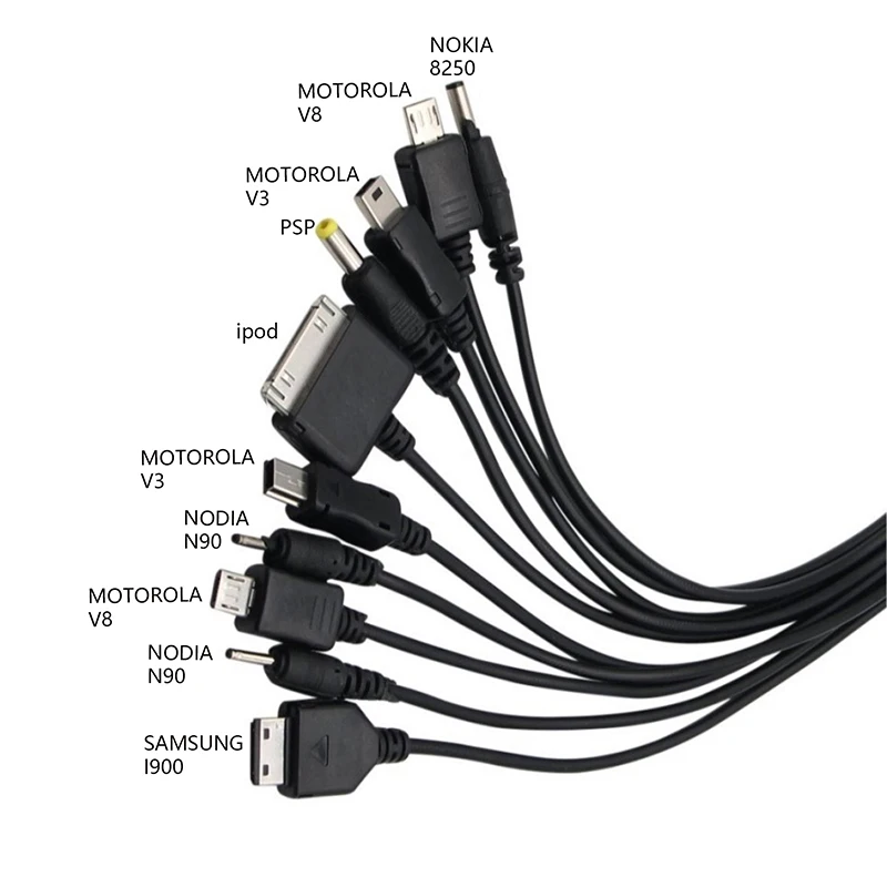 범용 멀티 핀 케이블 충전기, USB 어댑터 케이블, 데이터 와이어 코드 하이 퀄리티, 10 in 1 다기능 USB 데이터 전송 케이블