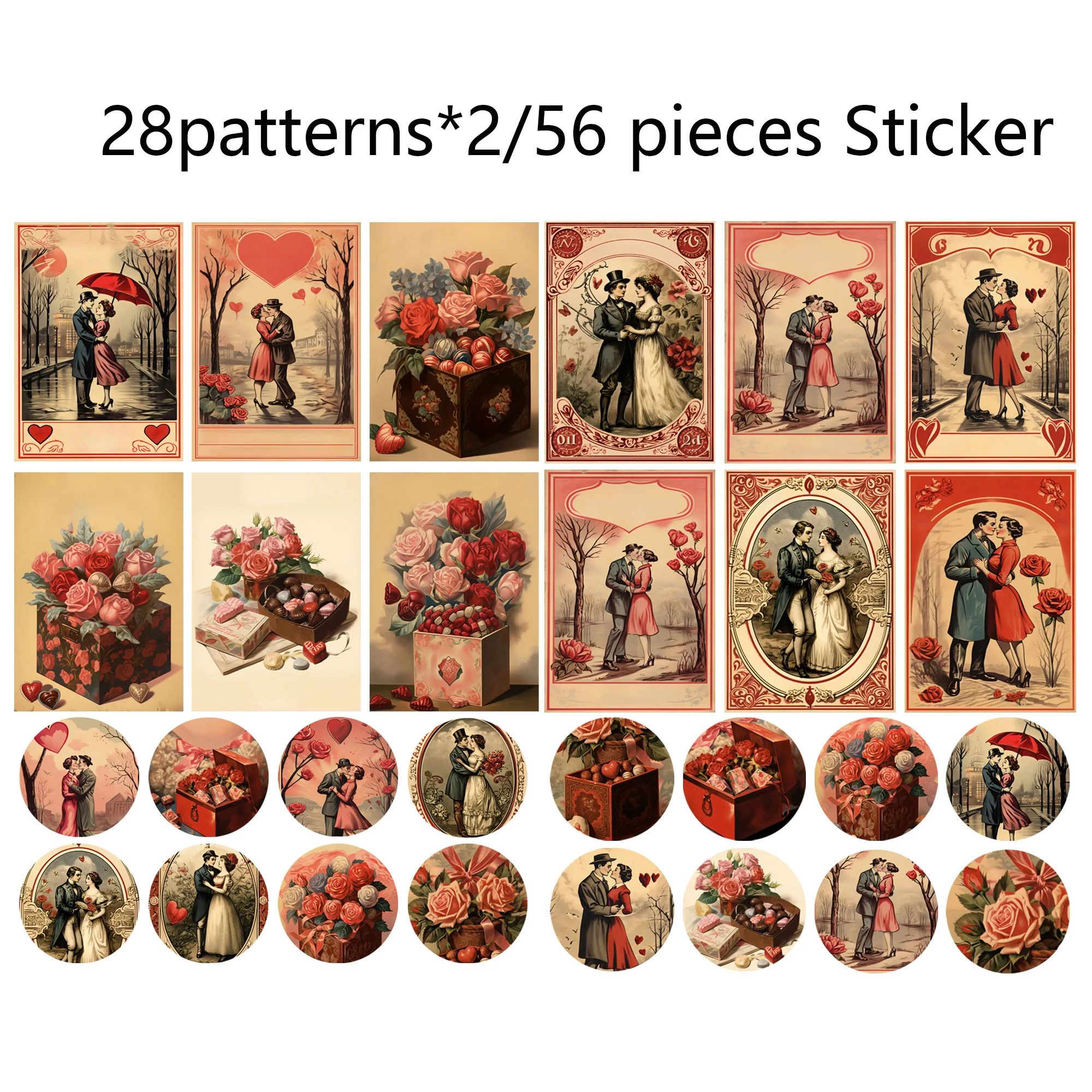 76pieces(with 8 envelopes) Valentine's Day PostCards Kits with Sticker for Scrapbooking Supplies Junk Journal Kits Art
