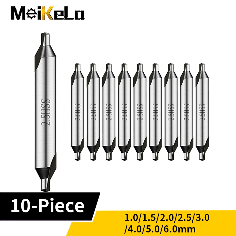 Meikela HSS Center Drill 10Pcs 1.0 6.0mm Center Drill Bit Set Drill