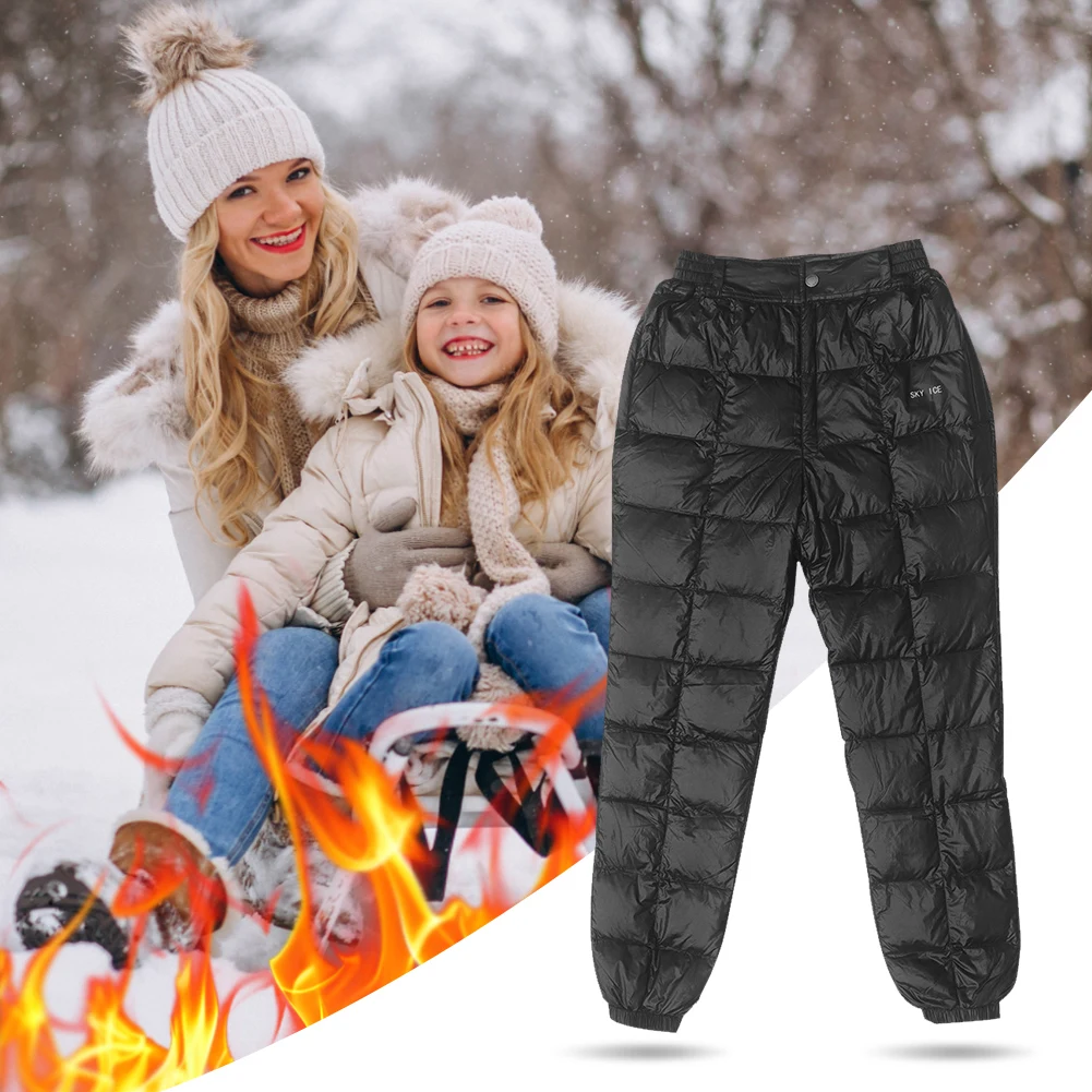 Winter Thermal Trousers Down Pants Goose Down Trekking Pants Cold Resistant Waterproof Compression Snow Trousers Women Men