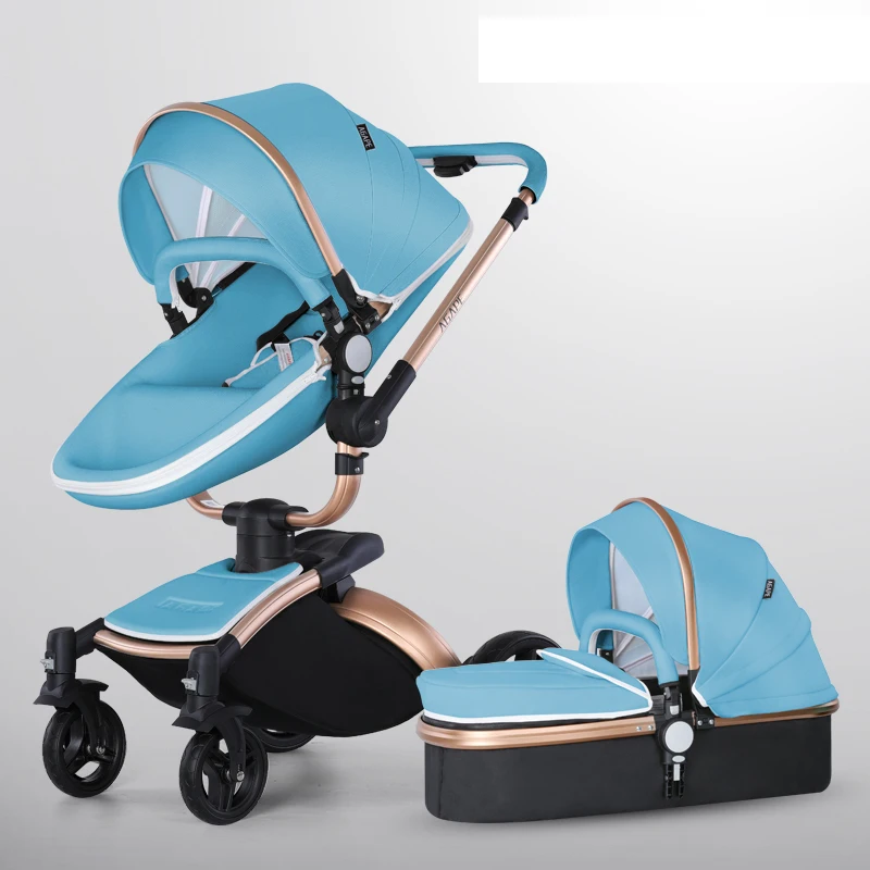 baby stoller 3 /2 in 1 Baby Pram High Landscape Fold PU leather kinderwagen baby Carriage car Newborn pushchair baby stroller