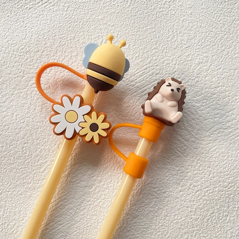 Description Picture 3 of item1PC Cute Silicone Straw Cover 7-8mm Cartoon Dust Food Grade Silicone Heat-resistant Straw Plug Cap Drinking Water Cup Accessorie