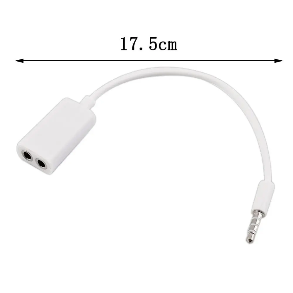 1pc Universal 3.5mm Audio Cable Double Earphone With Y Splitter Cable Cord Adapter Jack Plug Easy To Carry Around White Black