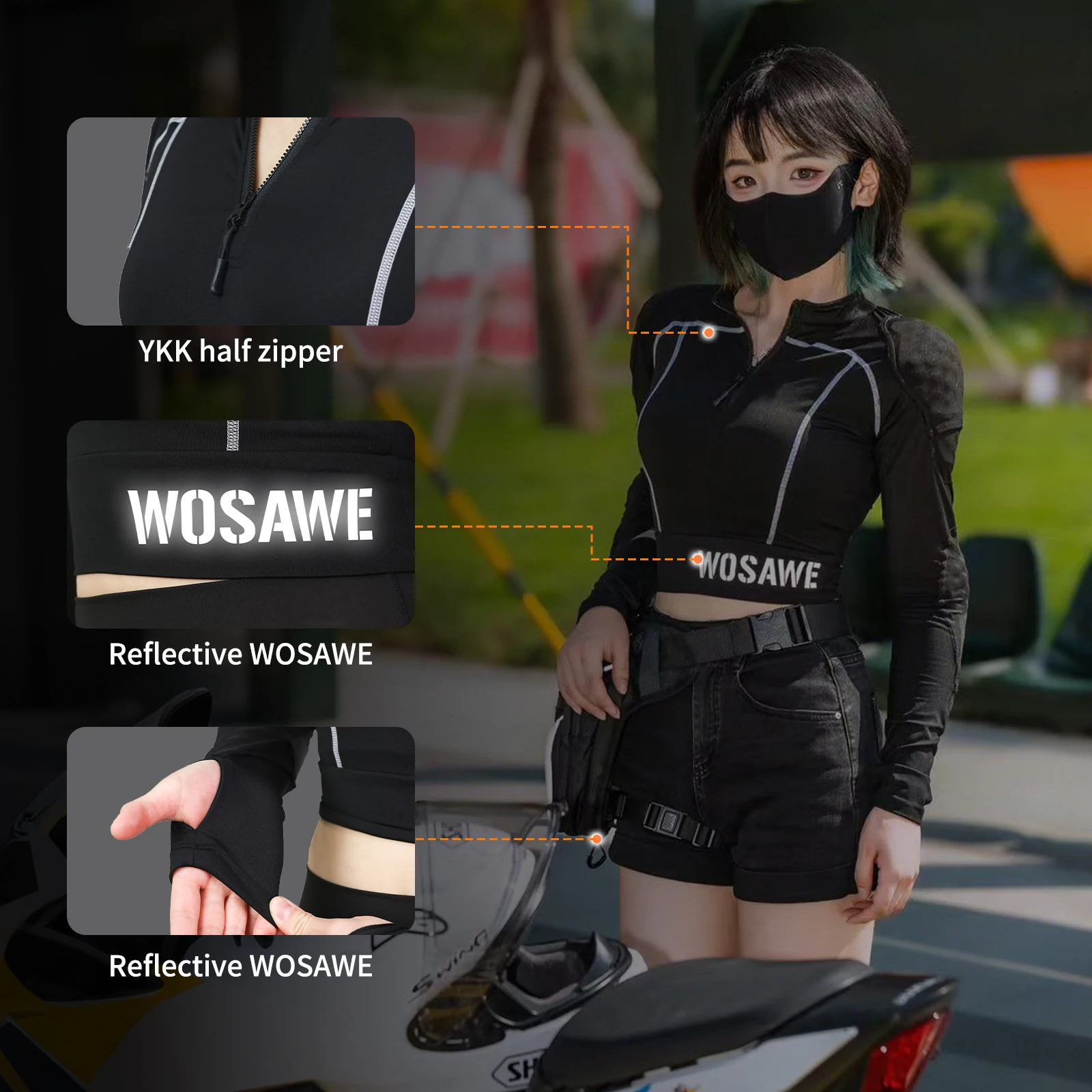 WOSAWE 여름 오토바이 자켓 여성 통기성 및 경량 오토바이 자켓 오토바이 야외 스포츠 코트