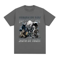 Human By Day, Wolf By Night - Funny Oversized Graphic T-Shirt - XXXL (Dark gray)