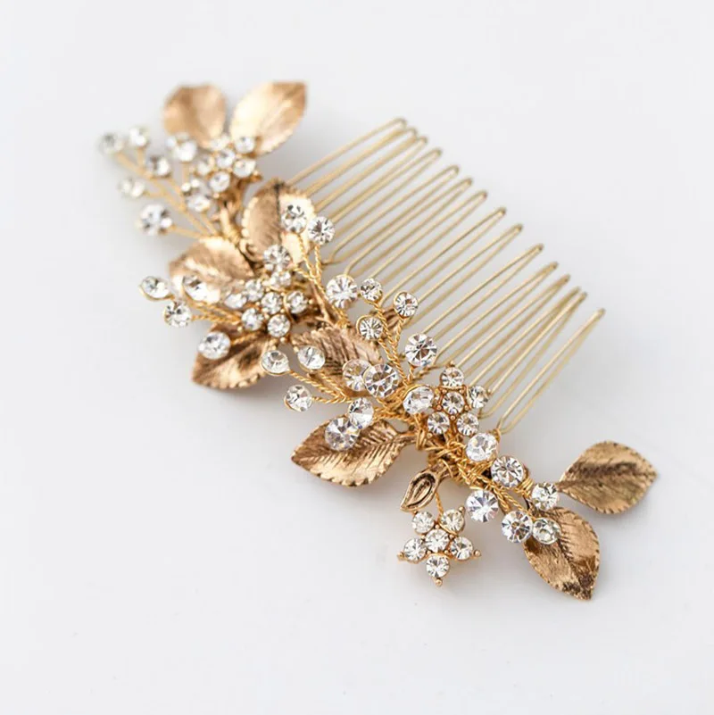 Bridal Hair Vine Wedding Headband Tiara Antique Gold Color Leaf Women Headpiece Handmade Accessories