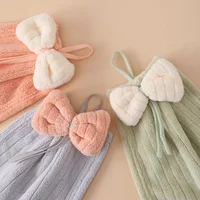Bowknot Hand Towels for Kitchen Bathroom Microfiber Coral Velvet Soft Handkerchief Home Quick Dry Absorbent Dishcloth Breathable 5
