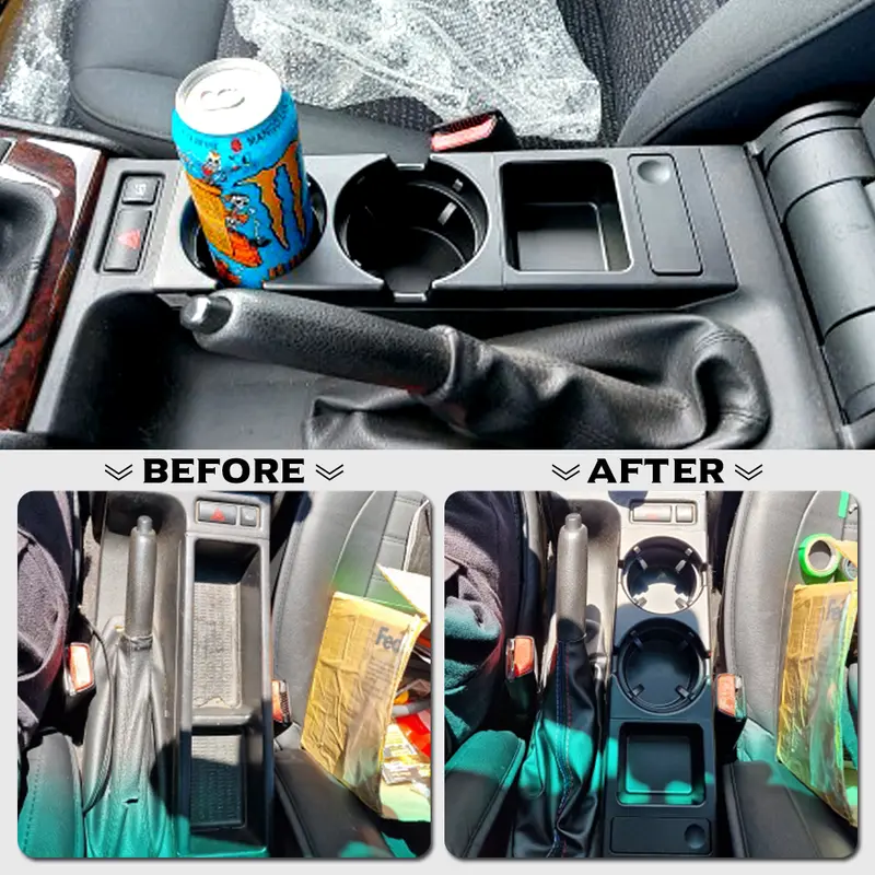 New Double Hole Car Styling Front Center Console Storage Box Coin + Cup Holder For Bmw 3 Series E46 323i 318I 98-06 51168217953 - Image 3