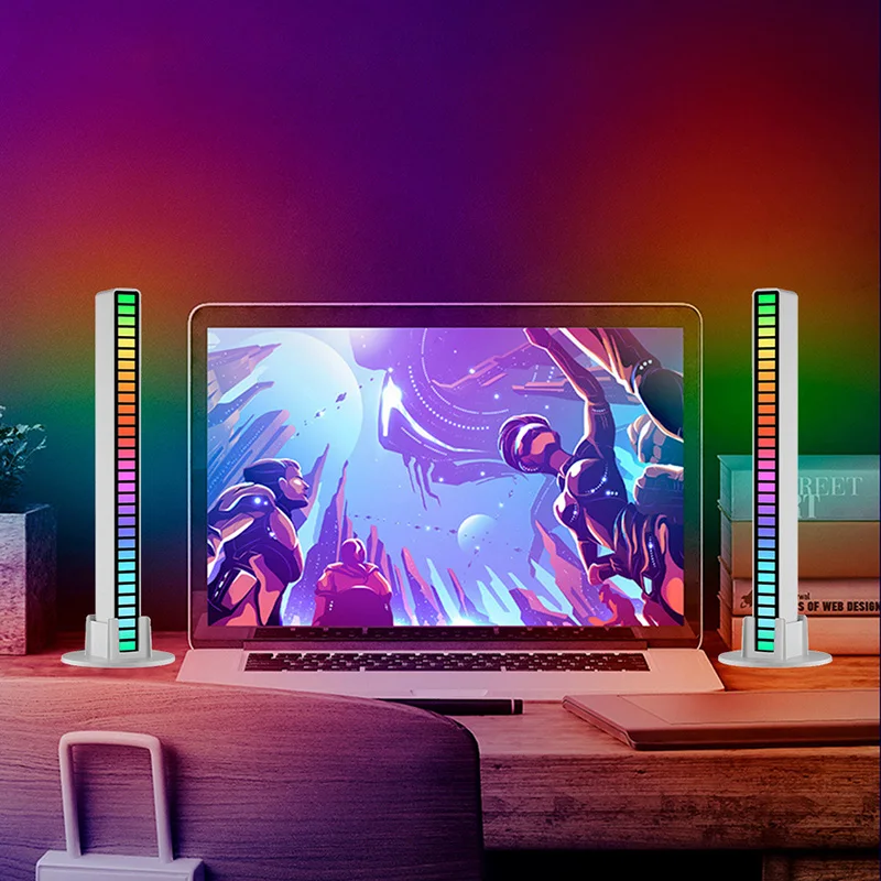 자동차 LED 사운드 컨트롤 라이트 바, RGB 앰비언트 픽업 리듬 램프, 음악 USB 조정 가능, 자동차 가족 파티용