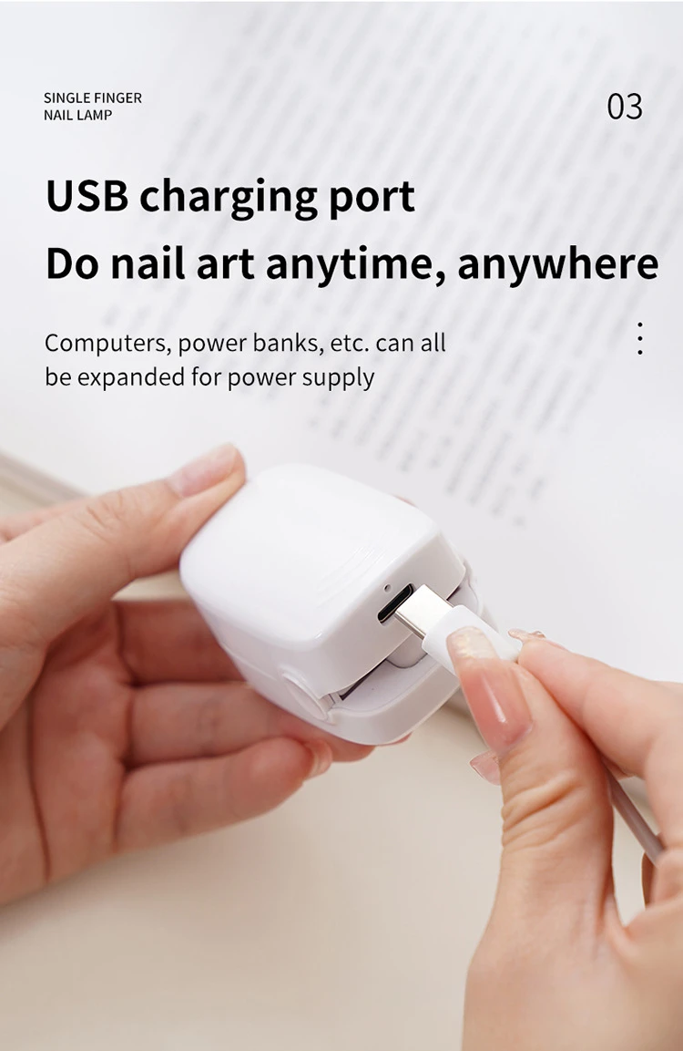 Description Picture 6 of itemPortable Mini Nail Dryers Ultraviolet Nail Lamp Single Finger USB Charging Model Hand-held Household Small Nail Polish Dryers