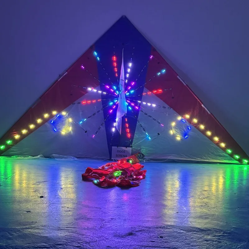 4 squareBig Triangle night LED delta kite  ever-changing 544 umbrella cloth delta kite with lights in high brightness with tails 6