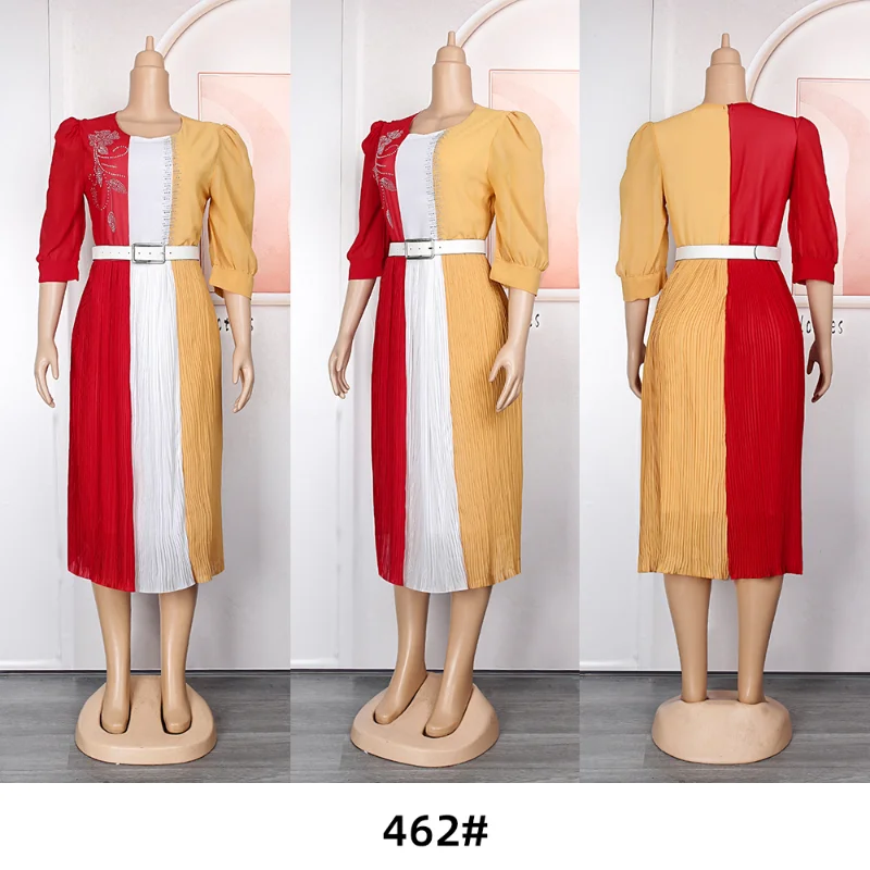 

African Dresses for Women with Belt Plus Size 2023 New Summer Chiffon Party Dress Elegant Kaftan Muslim Gown Ladies Clothing
